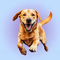 Golden Labrador Dog Blank Square Card (Running Art)