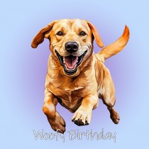 Golden Labrador Dog Birthday Square Card (Running Art)