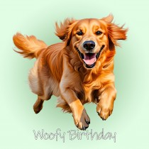 Golden Retriever Dog Birthday Square Card (Running Art)