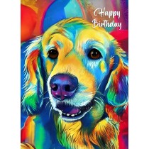 Golden Retriever Dog Colourful Abstract Art Birthday Card