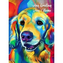 Personalised Golden Retriever Dog Colourful Abstract Art Greeting Card (Birthday, Fathers Day, Any Occasion)