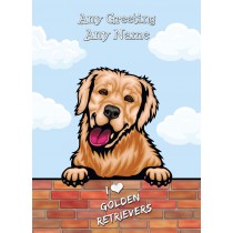 Personalised Golden Retriever Dog Birthday Card (Art, Clouds)