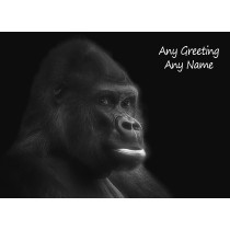Personalised Gorilla Black and White Art Greeting Card (Birthday, Christmas, Any Occasion)