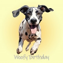 Great Dane Dog Birthday Square Card (Running Art)