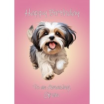 Shih Tzu Dog Birthday Card For Gran