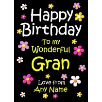 Personalised Gran Birthday Card (Black)