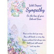 Sympathy Bereavement Card (Deepest Sympathy, Beloved Gran)