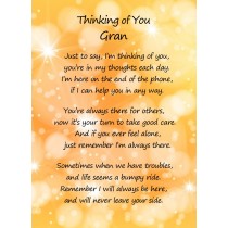 Thinking of You 'Gran' Poem Verse Greeting Card