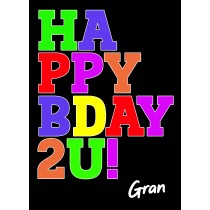 Birthday Card For Gran (Bday, Black)