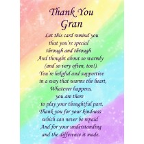 Thank You Gran Poem Verse Greeting Card