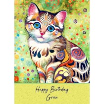 Birthday Card For Gran (Cat Art Painting)
