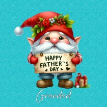 Gnome Funny Art Square Fathers Day Card For Grandad (Design 3)