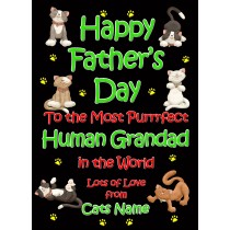 Personalised From The Cat Fathers Day Card (Black, Purrrfect Human Grandad)