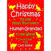 Personalised From The Cat Christmas Card (Human Grandad, Red)