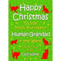 Personalised From The Cat Christmas Card (Human Grandad, Green)