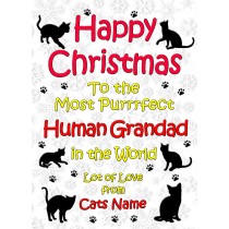 Personalised From The Cat Christmas Card (Human Grandad, White)
