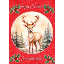 Christmas Card For Granddaughter (Globe, Deer)