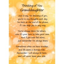 Thinking of You 'Granddaughter' Poem Verse Greeting Card
