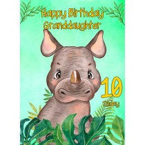 10th Birthday Card for Granddaughter (Rhino)