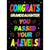 Congratulations A Levels Passing Exams Card For Granddaughter (Design 1)
