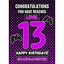 13th Level Gamer Birthday Card (Granddaughter)