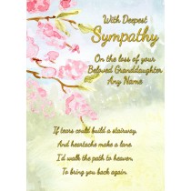 Personalised Sympathy Bereavement Card (With Deepest Sympathy, Beloved Granddaughter)