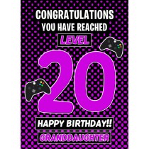 20th Level Gamer Birthday Card (Granddaughter)