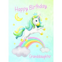 Birthday Card For Granddaughter (Unicorn, Green)