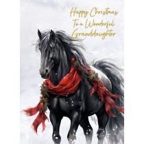 Christmas Card For Granddaughter (Horse Art Black)