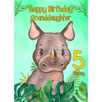 5th Birthday Card for Granddaughter (Rhino)