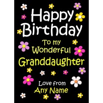 Personalised Granddaughter Birthday Card (Black)