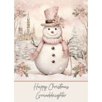 Snowman Art Christmas Card For Granddaughter (Design 2)