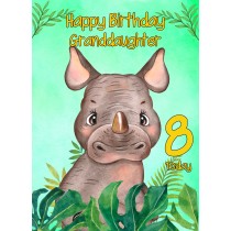 8th Birthday Card for Granddaughter (Rhino)