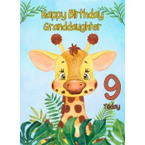 9th Birthday Card for Granddaughter (Giraffe)