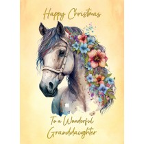 Horse Art Christmas Card For Granddaughter (Design 1)