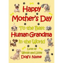 Personalised From The Dog Happy Mothers Day Card (Yellow, Human Grandma)