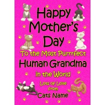 Personalised From The Cat Mothers Day Card (Cerise, Purrrfect Human Grandma)