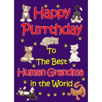 From The Cat Birthday Card (Purple, Human Grandma, Happy Purrthday)