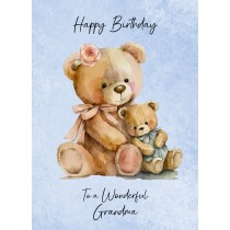 Cuddly Bear Art Birthday Card For Grandma (Design 2)