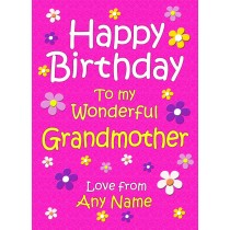 Personalised Grandmother Birthday Card (Cerise)