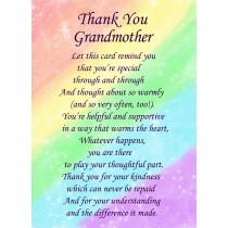 Thank You 'Grandmother' Poem Verse Greeting Card