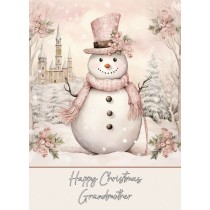 Snowman Art Christmas Card For Grandmother (Design 2)