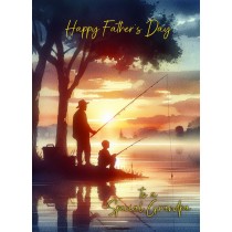 Fishing Father and Child Watercolour Art Fathers Day Card For Grandpa (Design 1)