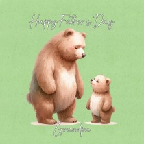 Father and Child Bear Art Square Fathers Day Card For Grandpa (Design 2)