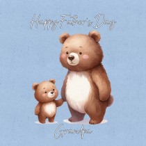 Father and Child Bear Art Square Fathers Day Card For Grandpa (Design 3)
