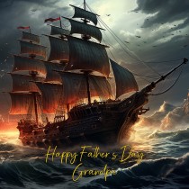Ship Scenery Art Square Fathers Day Card For Grandpa (Design 2)