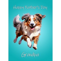 Australian Shepherd Dog Fathers Day Card For Grandpa