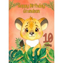 10th Birthday Card for Grandson (Lion)
