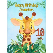 10th Birthday Card for Grandson (Giraffe)
