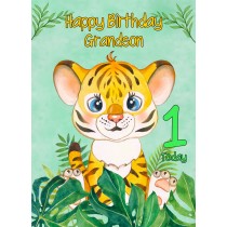 1st Birthday Card for Grandson (Tiger)